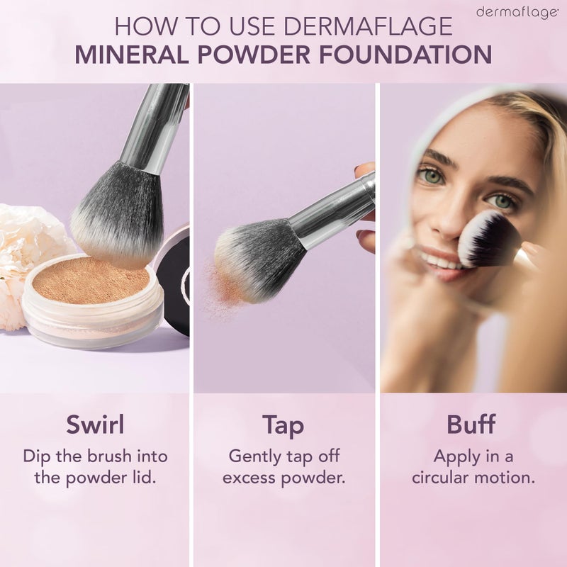Dermaflage Mineral Powder Foundation - Full Coverage, Talc-Free & Lasting Matte Finish - Natural Ingredients with Antioxidants - Safe for Sensitive Skin & Made in USA - Bronze Medium - Image 3